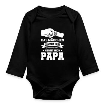 Vater Tochter Vatertag Geschenk - Baby Bio-Langarm-Body - Schwarz - Vorne