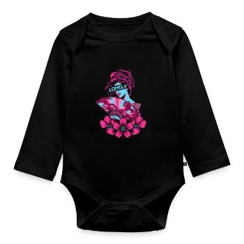 Geisha Lonely Soft Grunge Vaporwave Geschenk - Baby Bio-Langarm-Body - Schwarz - Vorne