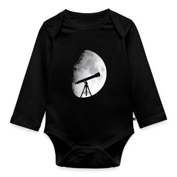 Telescope Space - Organic Longsleeve Baby Bodysuit - black - Front