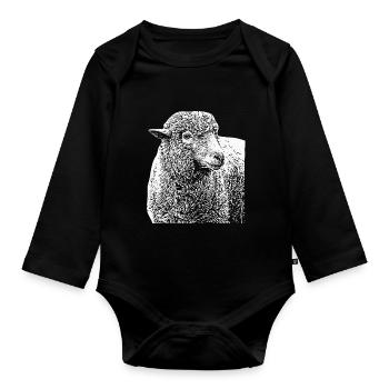 Merino sheep buck Groß Weis - Organic Longsleeve Baby Bodysuit - black - Front