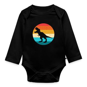 T-Rex - Organic Longsleeve Baby Bodysuit - black - Front