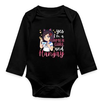 Yes I'm A Gamer Girl Hangry Angry Anime Hungry - Baby Bio-Langarm-Body - Schwarz - Vorne