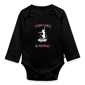 This girl loves jumping - Trampoline fitness - Body Bébé bio manches longues - noir - Devant