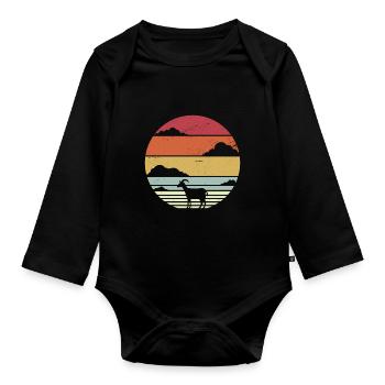 Ziege Retro - Baby Bio-Langarm-Body - Schwarz - Vorne