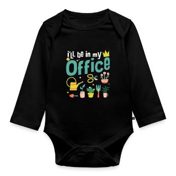 I’ll Be In My Office - Jardinier paysagiste - Body Bébé bio manches longues - noir - Devant