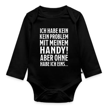 Handy Sucht Smartphone handysüchtig Geschenk - Baby Bio-Langarm-Body - Schwarz - Vorne