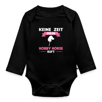 Hobby Horsing Hobby Horse Steckpferd Geschenk - Baby Bio-Langarm-Body - Schwarz - Vorne