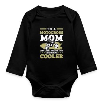maman motocross maman - Body Bébé bio manches longues - noir - Devant