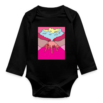 Volcanic eruption supervolcano eruption lava - Organic Longsleeve Baby Bodysuit - black - Front