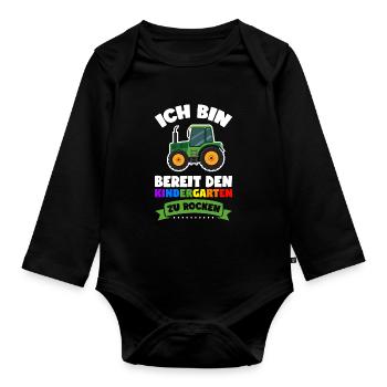 Kindergartenkind Einhorn Kindergarten Geschenk - Baby Bio-Langarm-Body - Schwarz - Vorne