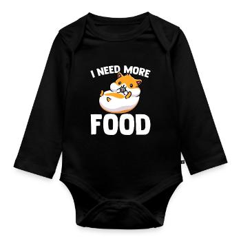 Manger Hamster Nourrir Cadeau idée Hamster - Body Bébé bio manches longues - noir - Devant