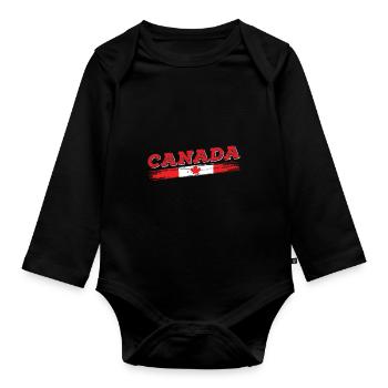 Drapeau du Canada Canadien canadien - Body Bébé bio manches longues - noir - Devant