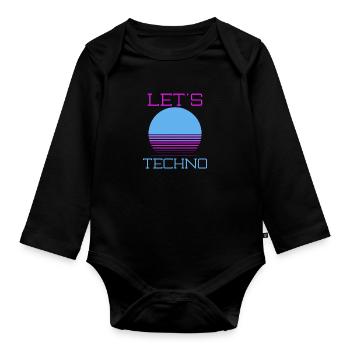 Techno Music Let es Techno - Baby Bio-Langarm-Body - Schwarz - Vorne