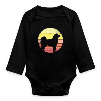 Shiba Inu - Organic Longsleeve Baby Bodysuit - black - Front