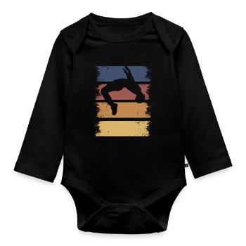 Parkour Freerunning Backflip Retro - Baby Bio-Langarm-Body - Schwarz - Vorne