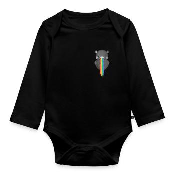 Bear Teddy Rainbow LGBT Pride Gay CSD - Organic Longsleeve Baby Bodysuit - black - Front