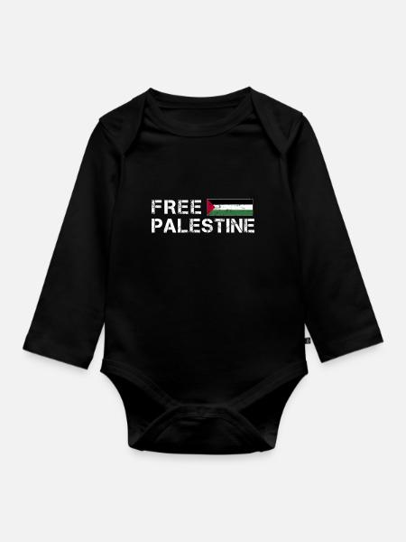 Palestine libre Gaza Drapeau arabe - Langærmet babybody, økologisk bomuld - sort