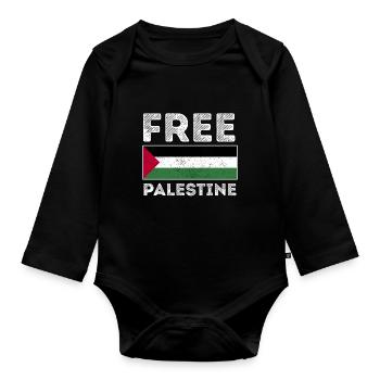 Free Gaza Palestine Flag Arabe Cadeau - Body Bébé bio manches longues - noir - Devant