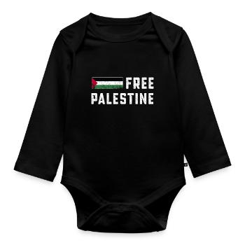 Gaza libre Drapeau palestinien Arabe en détresse - Body Bébé bio manches longues - noir - Devant