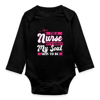 infirmière infirmière cadeau - Body Bébé bio manches longues - noir - Devant