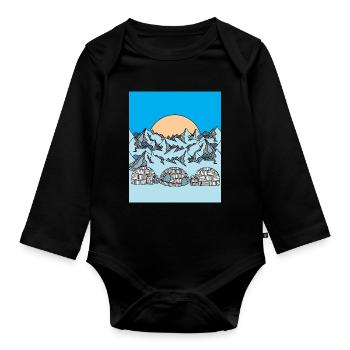 Igloo Snow and ice landscape - Organic Longsleeve Baby Bodysuit - black - Front