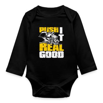 Bulldozer bulldozer caterpillar - Organic Longsleeve Baby Bodysuit - black - Front