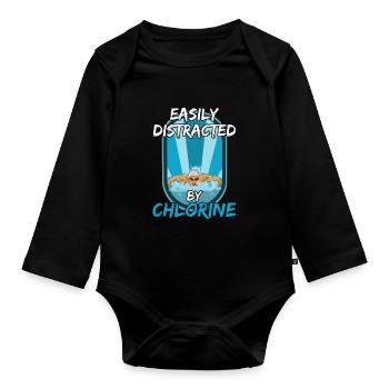 Wettkampf Schwimmen Design für einen Schwimmer - Baby Bio-Langarm-Body - Schwarz - Vorne