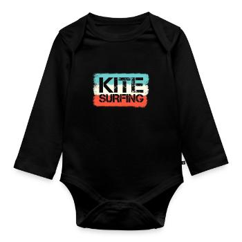 Kite Surf Retro - Body Bébé bio manches longues - noir - Devant