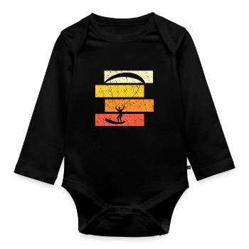 Kite Surf Retro - Body Bébé bio manches longues - noir - Devant