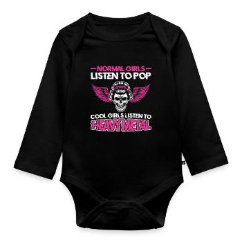 Heavy Metal Fille Heavy Metal Musique F - Body Bébé bio manches longues - noir - Devant