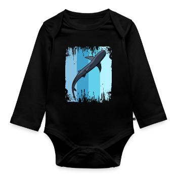 Walhai Hai - Baby Bio-Langarm-Body - Schwarz - Vorne