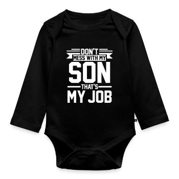Fils & Papa fils cadeau papa - Body Bébé bio manches longues - noir - Devant