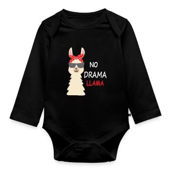 No Drama Llama - Body Bébé bio manches longues - noir - Devant