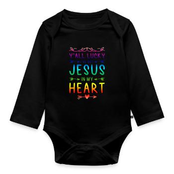 bibel jesus im herzen - Baby Bio-Langarm-Body - Schwarz - Vorne