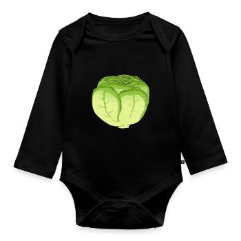 Lettuce Salad Cabbage Cabbage Head Vegetable Kitchen - Organic Longsleeve Baby Bodysuit - black - Front