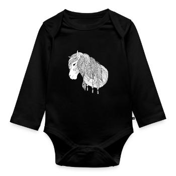 Cheval à peindre & Peinture Cadeau enfants - Body Bébé bio manches longues - noir - Devant