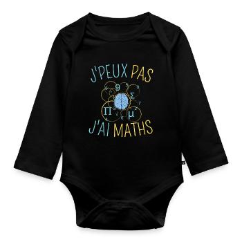 J'peux pas j'ai maths - Body Bébé bio manches longues - noir - Devant