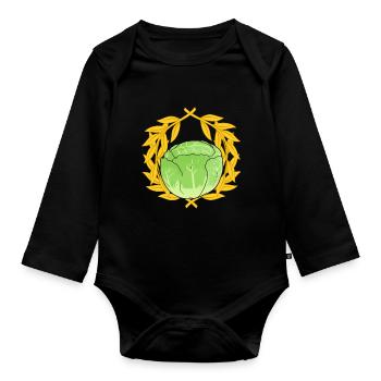 White cabbage cabbage cabbage leafy vegetables vegetables Vegan - Organic Longsleeve Baby Bodysuit - black - Front