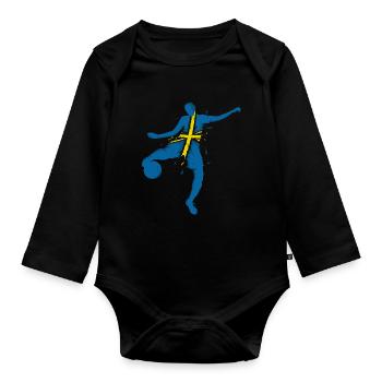 Suède Maillot de Football Drapeau Blagult - Body Bébé bio manches longues - noir - Devant