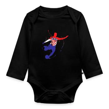 Kroatien Fußball Trikot Flagge Hrvatska Vatreni - Baby Bio-Langarm-Body - Schwarz - Vorne