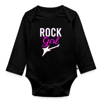 rock girl - Body Bébé bio manches longues - noir - Devant