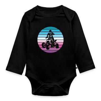 Quad-biker quad fahrer ATV Retro cadeau - Body Bébé bio manches longues - noir - Devant