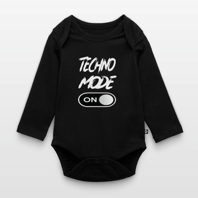 Techno Mode On - Techno Techno Musique Techno Body Bébé bio manches longues