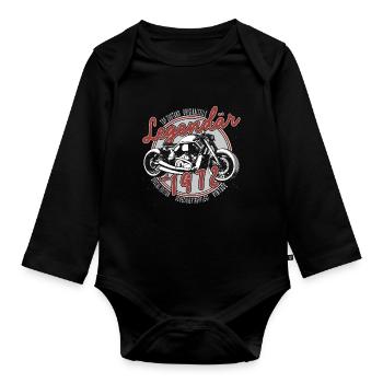 Legendär seit 1972 49. Geburtstag Biker, Motorrad - Baby Bio-Langarm-Body - Schwarz - Vorne