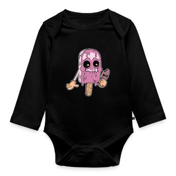 Eiskrem Eis Eiscreme Sommer Spruch Geschenk - Baby Bio-Langarm-Body - Schwarz - Vorne
