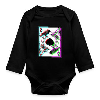 Crow And The Ace Of Spade Occult Death Raven - Organic Longsleeve Baby Bodysuit - black - Front