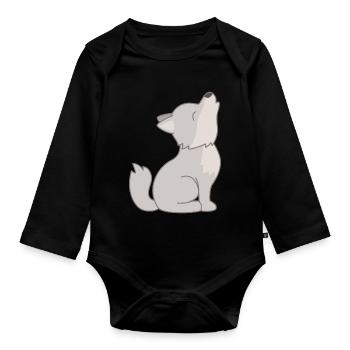 wolf - Baby Bio-Langarm-Body - Schwarz - Vorne