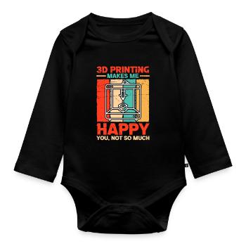 3d Print Printer 3d Printer Printing Gift - Organic Longsleeve Baby Bodysuit - black - Front