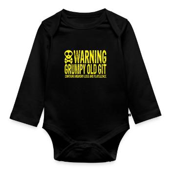 Warning Grumpy Old Git - Organic Longsleeve Baby Bodysuit - black - Front
