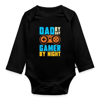 Gamer Gaming Jeux vidéo Jeux vidéo - Body Bébé bio manches longues - noir - Devant